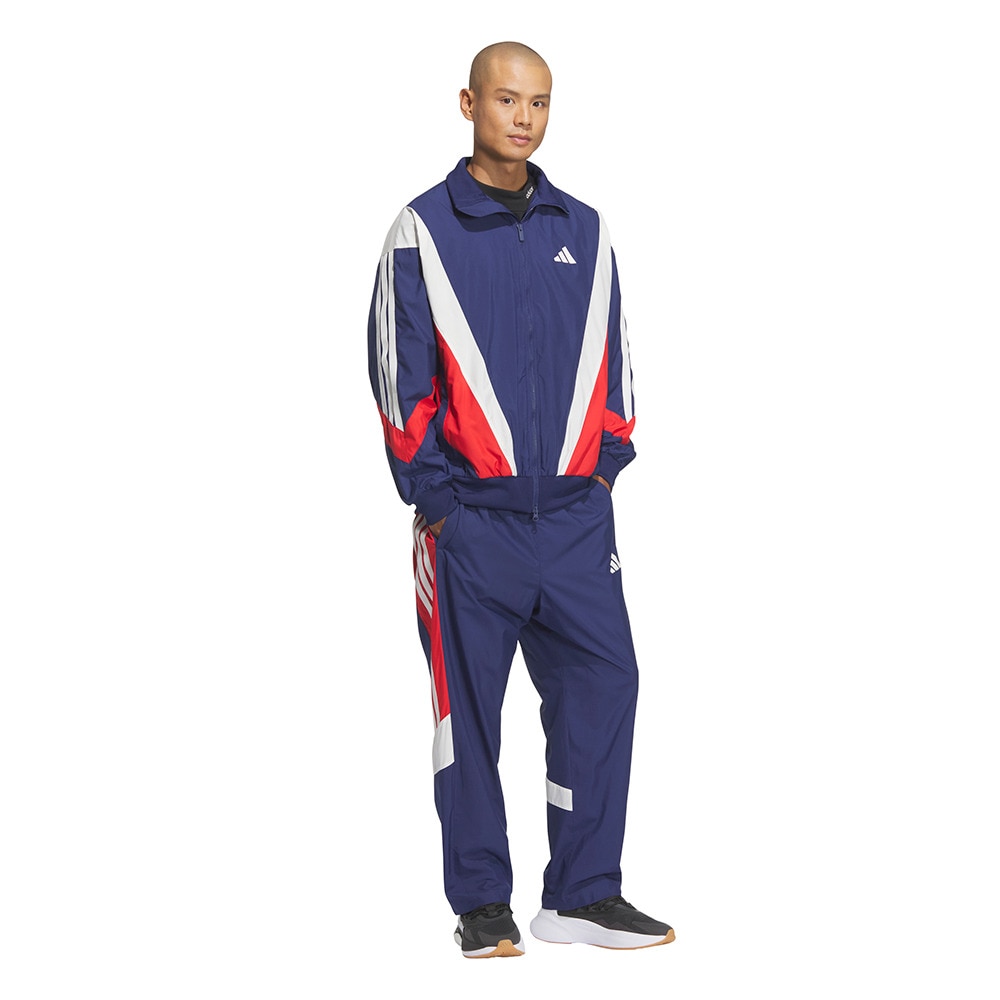 アディダス（adidas）（メンズ）マストハブ ルーズフィット メッシュ裏地付き フルレングス オープンヘム ウインドパンツ KQD21-JM2107
