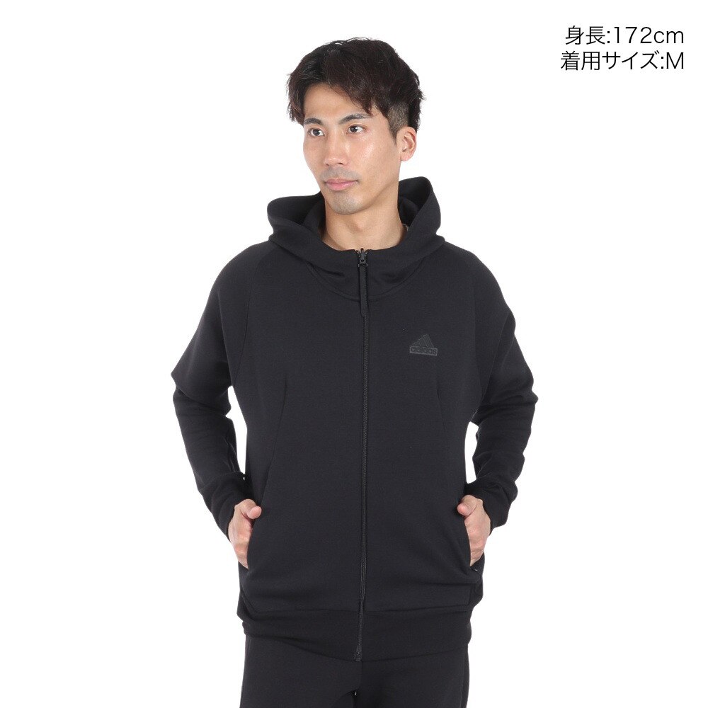 adidas フード付きジャケット 黒 メンズ 佳