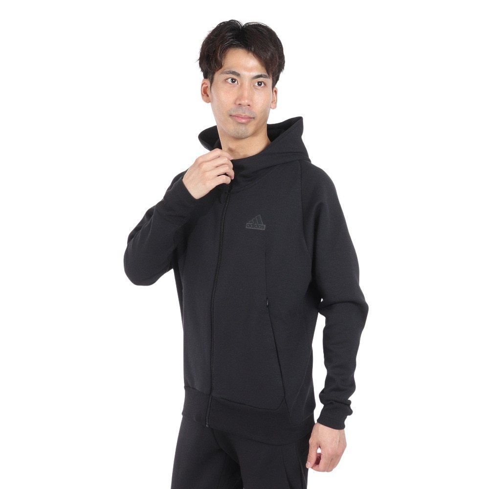 ファッション通販 ファッション adidas フード付きパーカー 黒