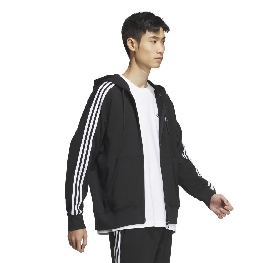 アディダス（adidas）（メンズ）パーカー スウェット エッセンシャルズプラス ルーズフィット スリーストライプス フルジップ KWF02-JF3931