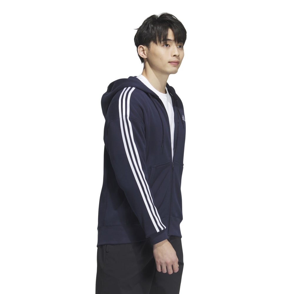 アディダス（adidas）（メンズ）エッセンシャルズプラス ルーズフィット スリーストライプス フルジップパーカー KWF02-JF3942