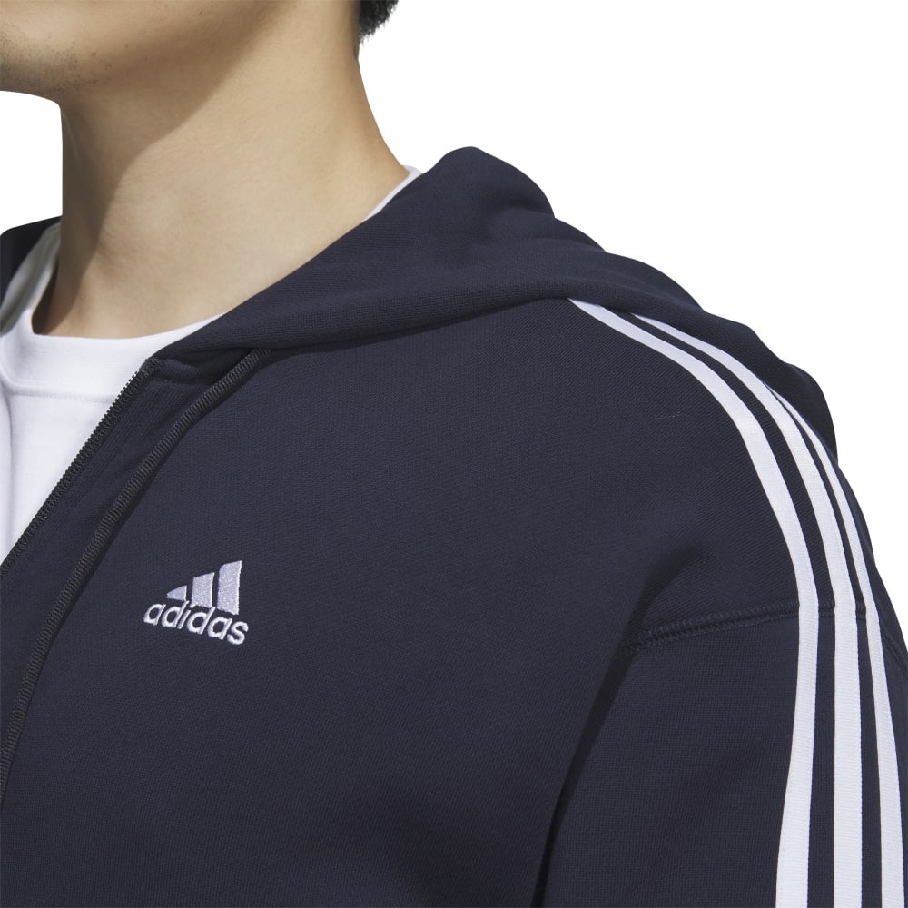 アディダス（adidas）（メンズ）エッセンシャルズプラス ルーズフィット スリーストライプス フルジップパーカー KWF02-JF3942