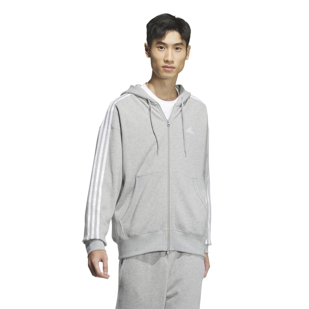 アディダス（adidas）（メンズ）エッセンシャルズプラス ルーズフィット スリーストライプス フルジップパーカー KWF02-JF3943
