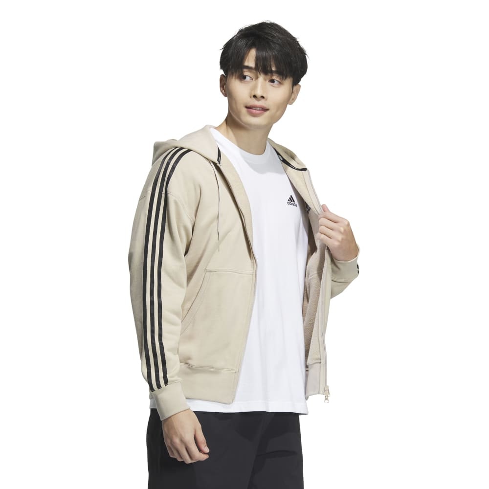 アディダス（adidas）（メンズ）エッセンシャルズプラス ルーズフィット スリーストライプス フルジップパーカー KWF02-JF3993