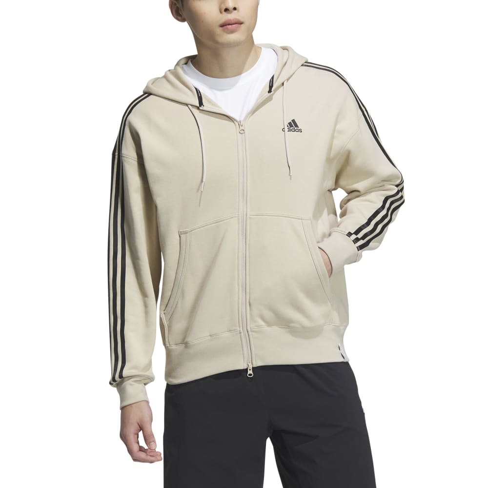 アディダス（adidas）（メンズ）エッセンシャルズプラス ルーズフィット スリーストライプス フルジップパーカー KWF02-JF3993