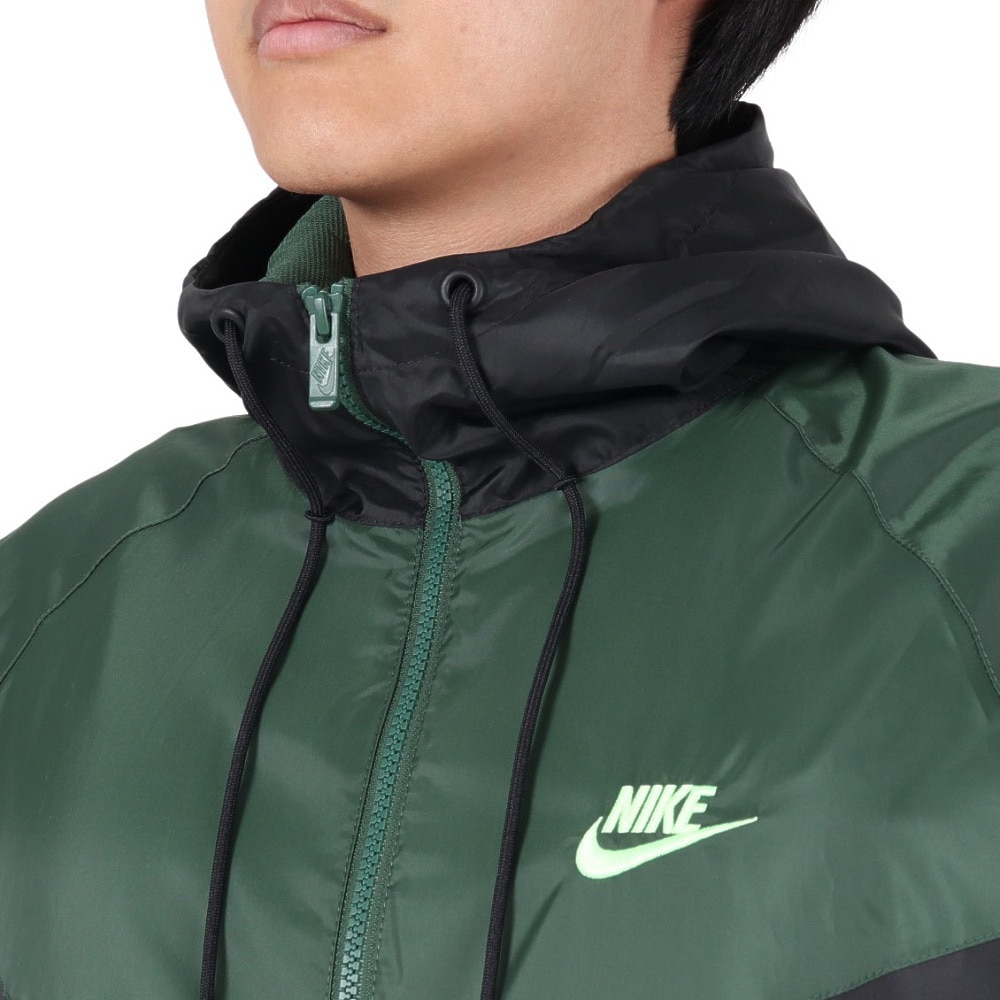 ナイキ（NIKE）（メンズ）ウィンドブレーカー ジャケット 防風 NSW HE WR ウーブン フーディ ジャケット DA0002-016 グリーン ブラック