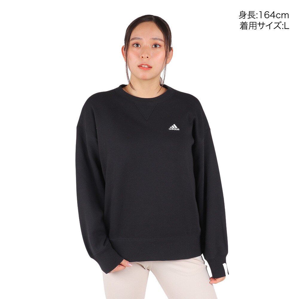 アディダス（adidas）（レディース）エッセンシャルズ プラス スモールロゴ クルーネックスウェットシャツ KVF81-JF1403