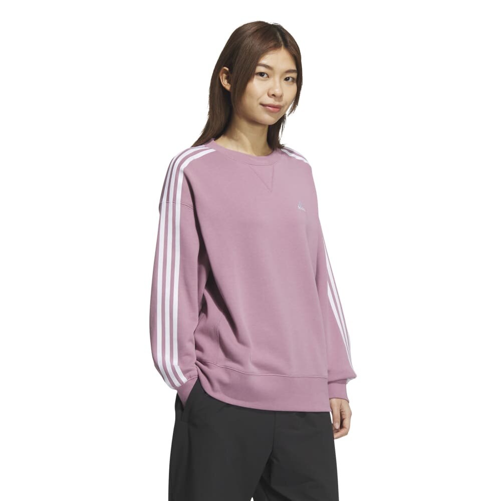 アディダス（adidas）（レディース）エッセンシャルズ プラス スリーストライプス フレンチテリー クルーネックスウェットシャツ KVF83-JF1414