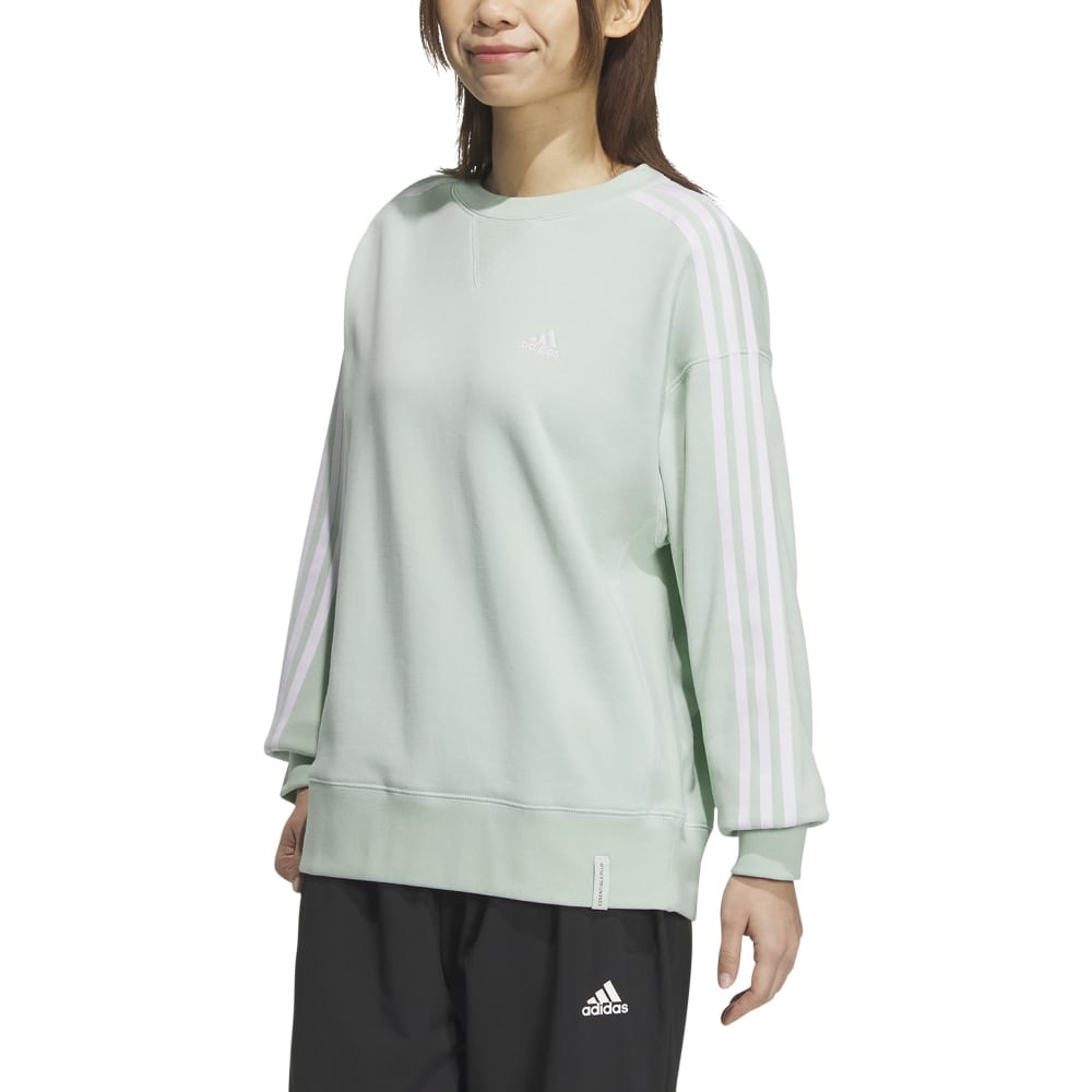 アディダス（adidas）（レディース）エッセンシャルズ プラス スリーストライプス フレンチテリー クルーネックスウェットシャツ KVF83-JF1415