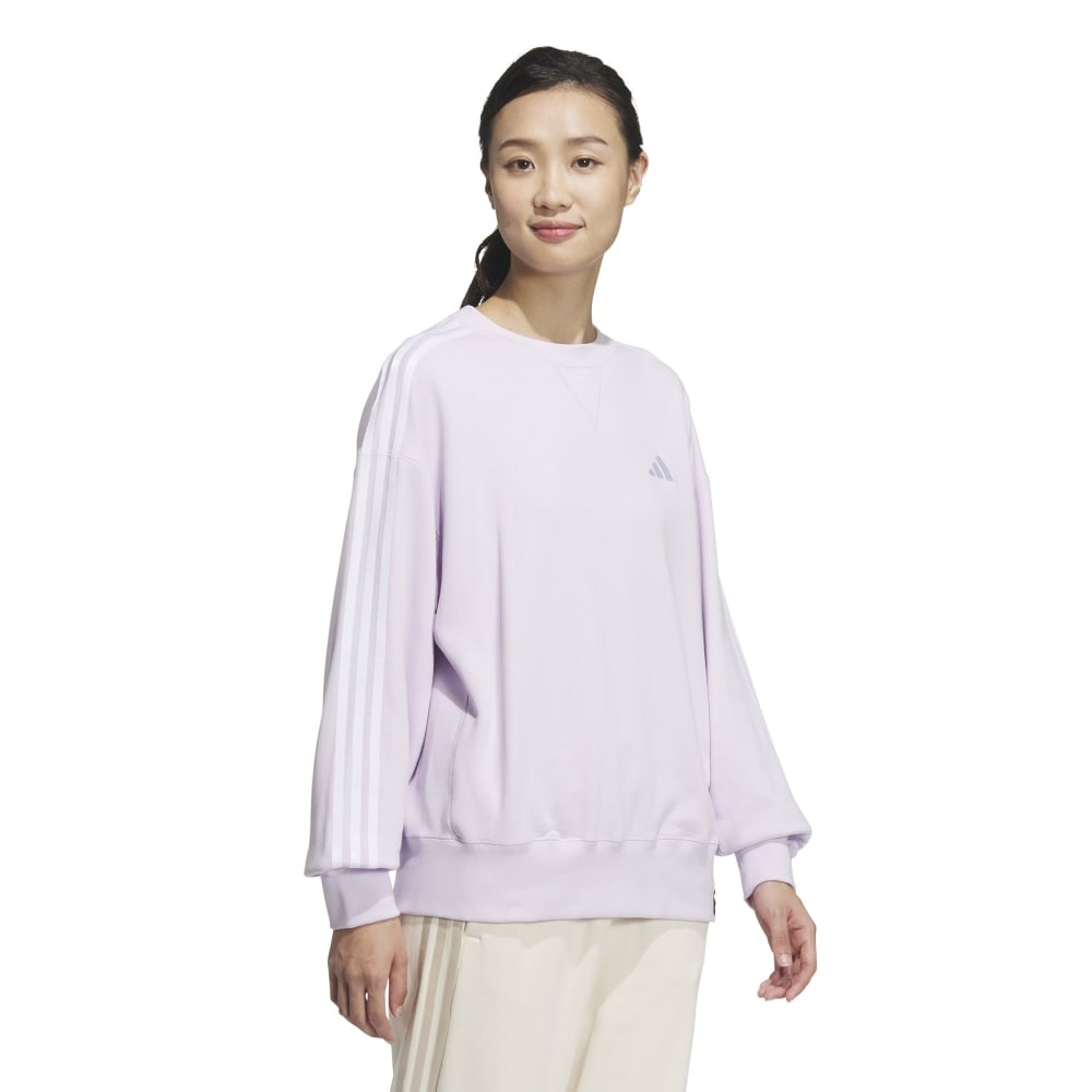 アディダス（adidas）（レディース）エッセンシャルズ プラス スリーストライプス フレンチテリー クルーネックスウェット JUP41-JW4489