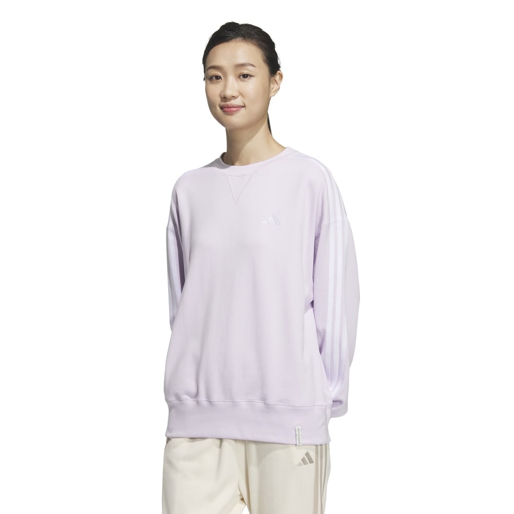 アディダス（adidas）（レディース）エッセンシャルズ プラス スリーストライプス フレンチテリー クルーネックスウェット JUP41-JW4489