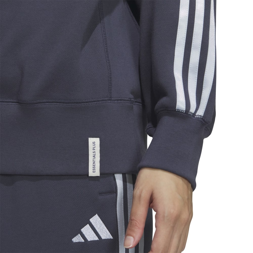 アディダス（adidas）（レディース）エッセンシャルズ プラス スリーストライプス フレンチテリー クルーネックスウェット JUP41-JW4490