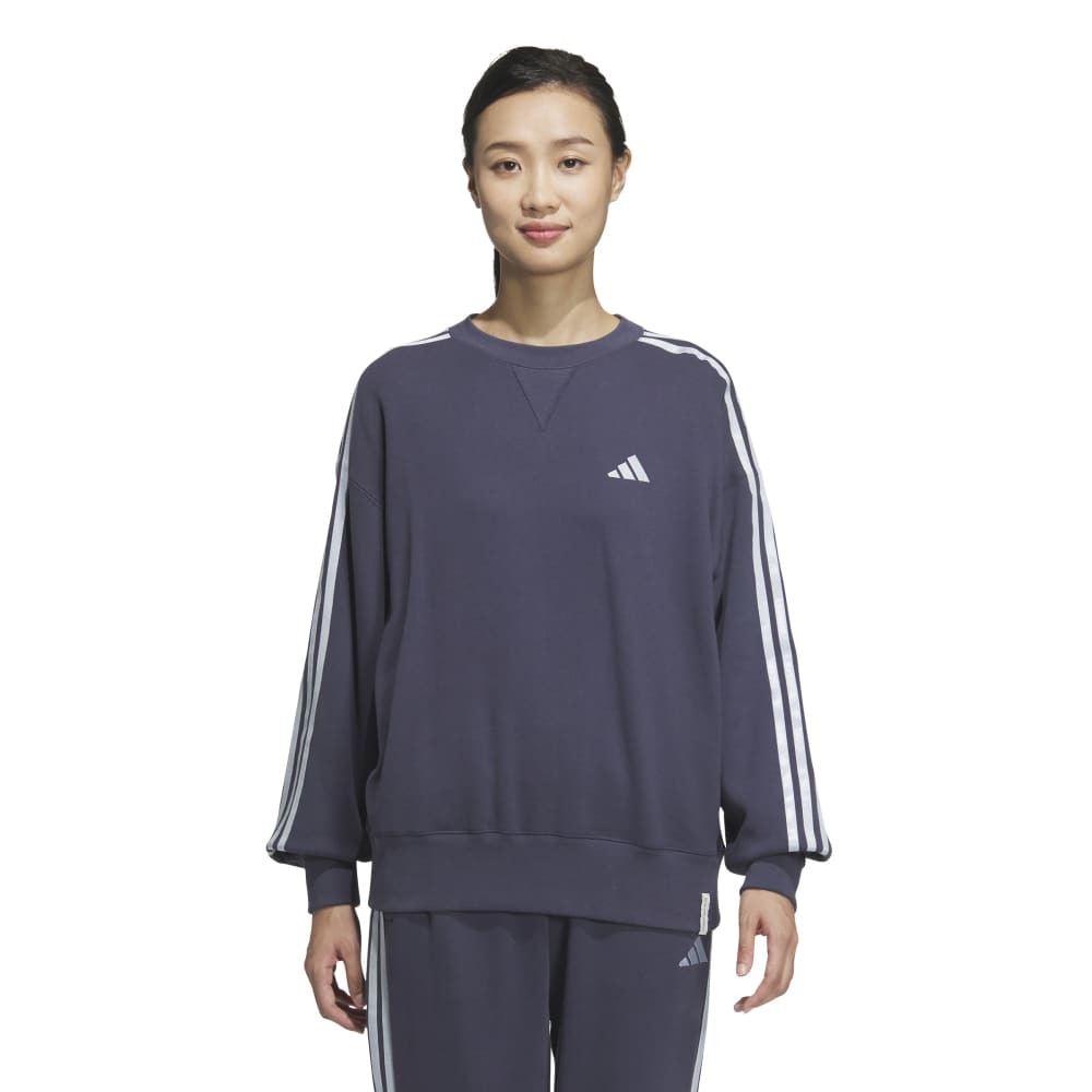 アディダス（adidas）（レディース）エッセンシャルズ プラス スリーストライプス フレンチテリー クルーネックスウェット JUP41-JW4490