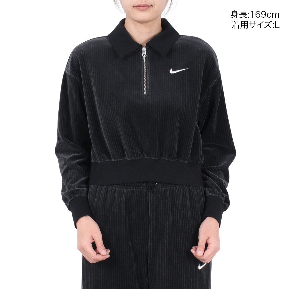 ナイキ（NIKE）（レディース）スポーツウェア ベロアクロップド 1/4ジップトップ HV5031-010