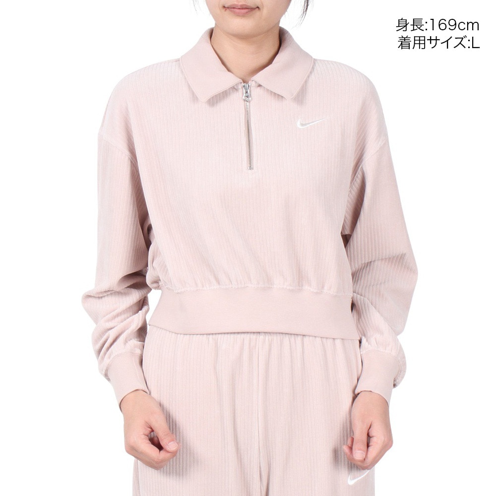 ナイキ（NIKE）（レディース）スポーツウェア ベロアクロップド 1/4ジップトップ HV5031-299