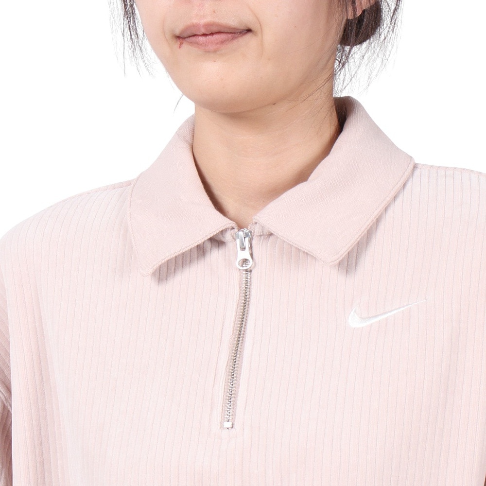 ナイキ（NIKE）（レディース）スポーツウェア ベロアクロップド 1/4ジップトップ HV5031-299