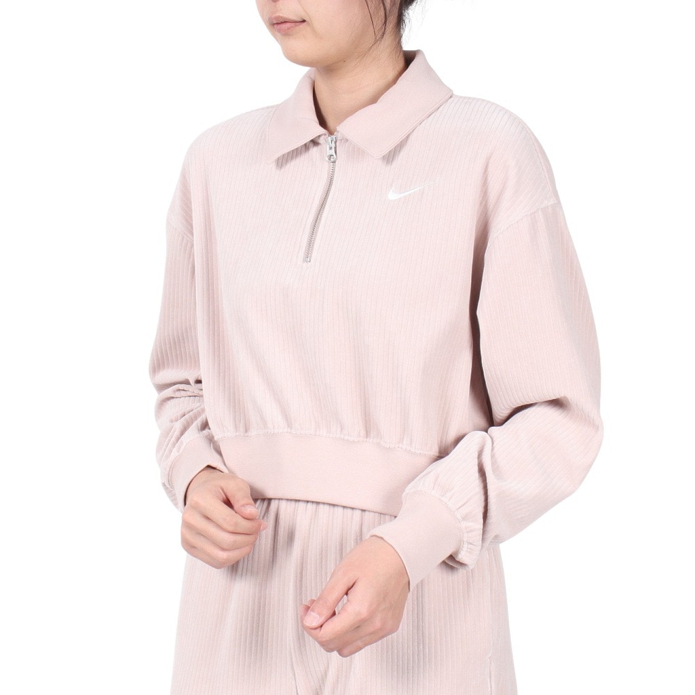 ナイキ（NIKE）（レディース）スポーツウェア ベロアクロップド 1/4ジップトップ HV5031-299