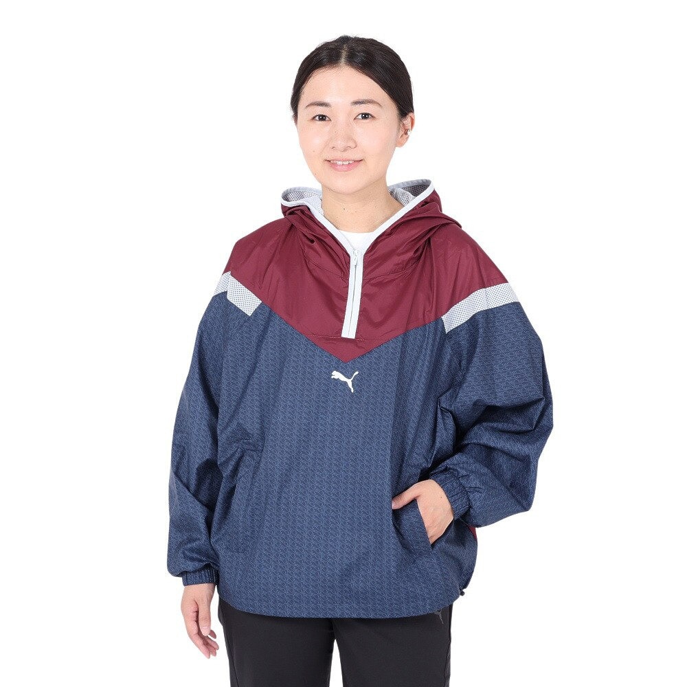 プーマ（PUMA）（レディース）パーカー MOTION ハーフジップ AOP フーディ 677700 22 NVY