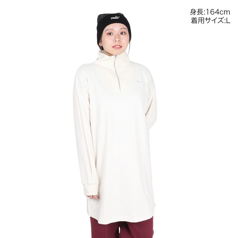 プーマ（PUMA）（レディース）スウェットシャツ HER ウィンタライズド ハイネック ハーフジップ 678385 87 BEG