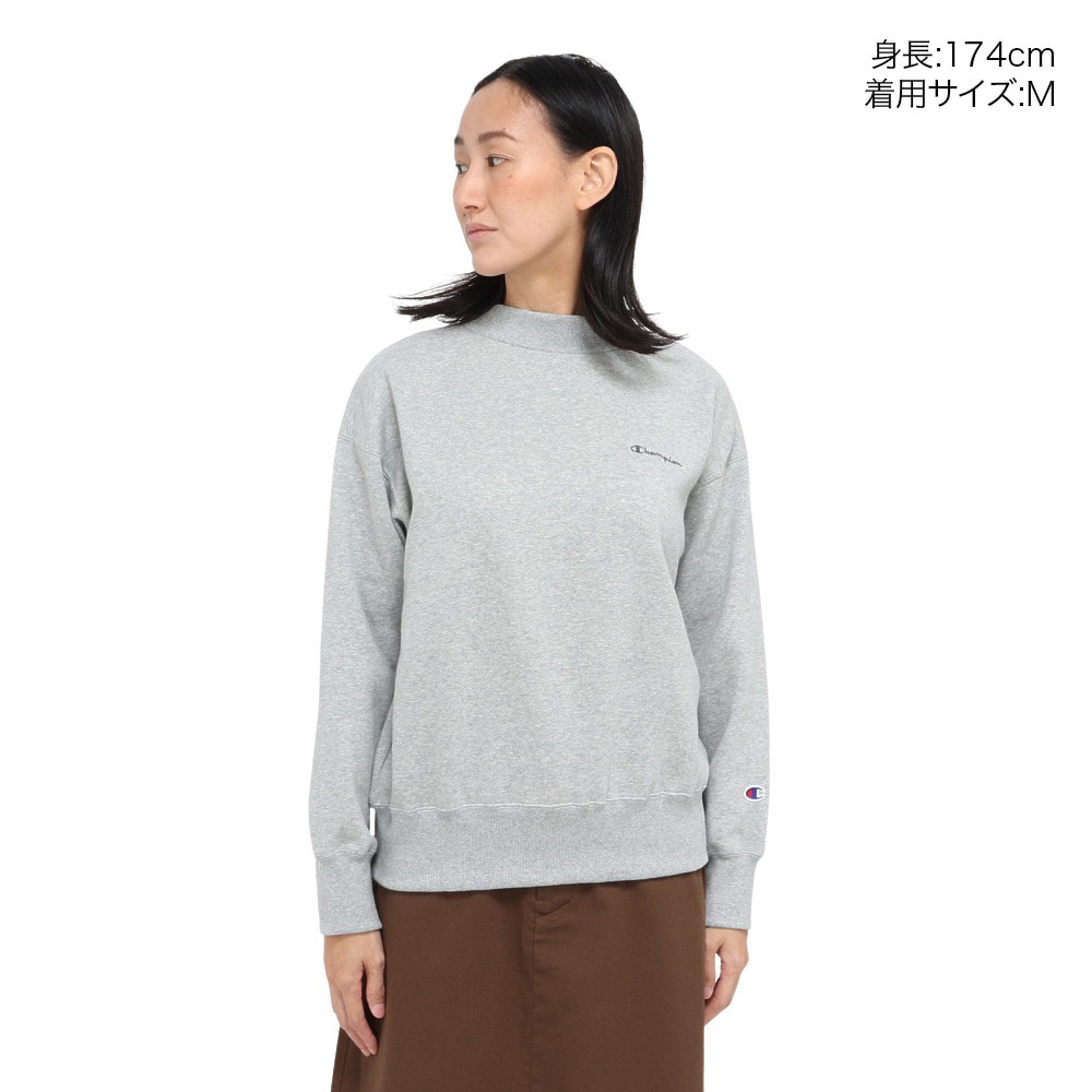 CHAMPION ライトグレー スウェットシャツ S チャンピオン-ヘリテイジ（CHAMPION-HERITAGE）（レディース）モック