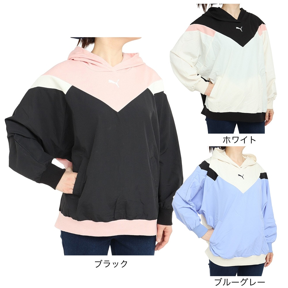 プーマ（PUMA）（レディース）ファブリック ミックス フーディー スウェット 674959 27 BGRY ブルーグレー