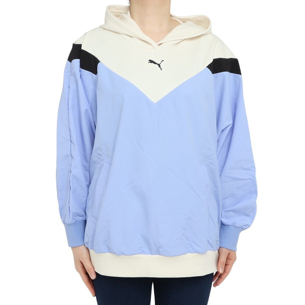 プーマ（PUMA）（レディース）ファブリック ミックス フーディー スウェット 674959 27 BGRY ブルーグレー