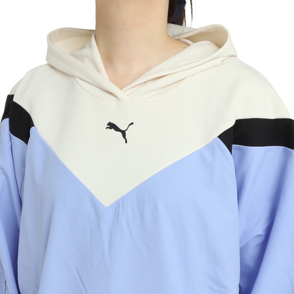 プーマ（PUMA）（レディース）ファブリック ミックス フーディー スウェット 674959 27 BGRY ブルーグレー