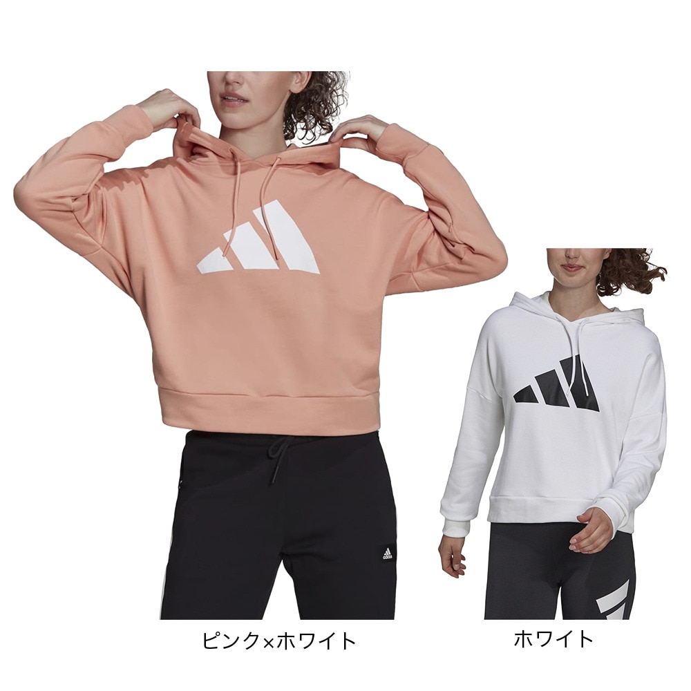 アディダス（adidas）（レディース）スポーツウェア フューチャーアイコン パーカー EKT20-H24082 ピンク×ホワイト