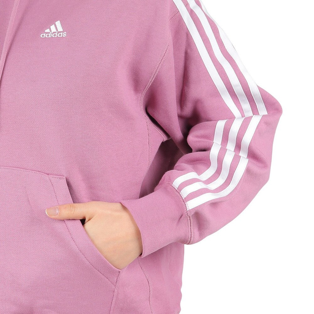 アディダス（adidas）（レディース）エッセンシャルズ プラス スリーストライプス フレンチテリーパーカー KVF82-JF1409