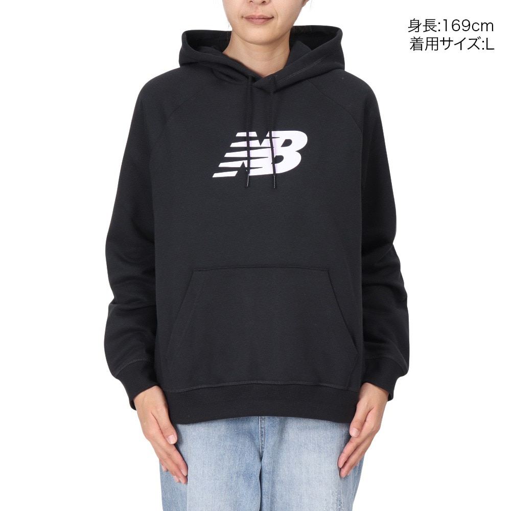 ニューバランス（new balance）（レディース）Sport フリース ロゴ フーディ 裏起毛 WT43524BK