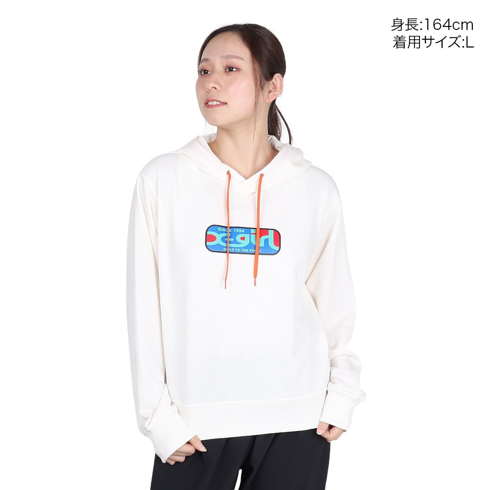 エックスガール（X-gir）（レディース）ショート フーディ スウェットシャツ 155251012002-WHITE