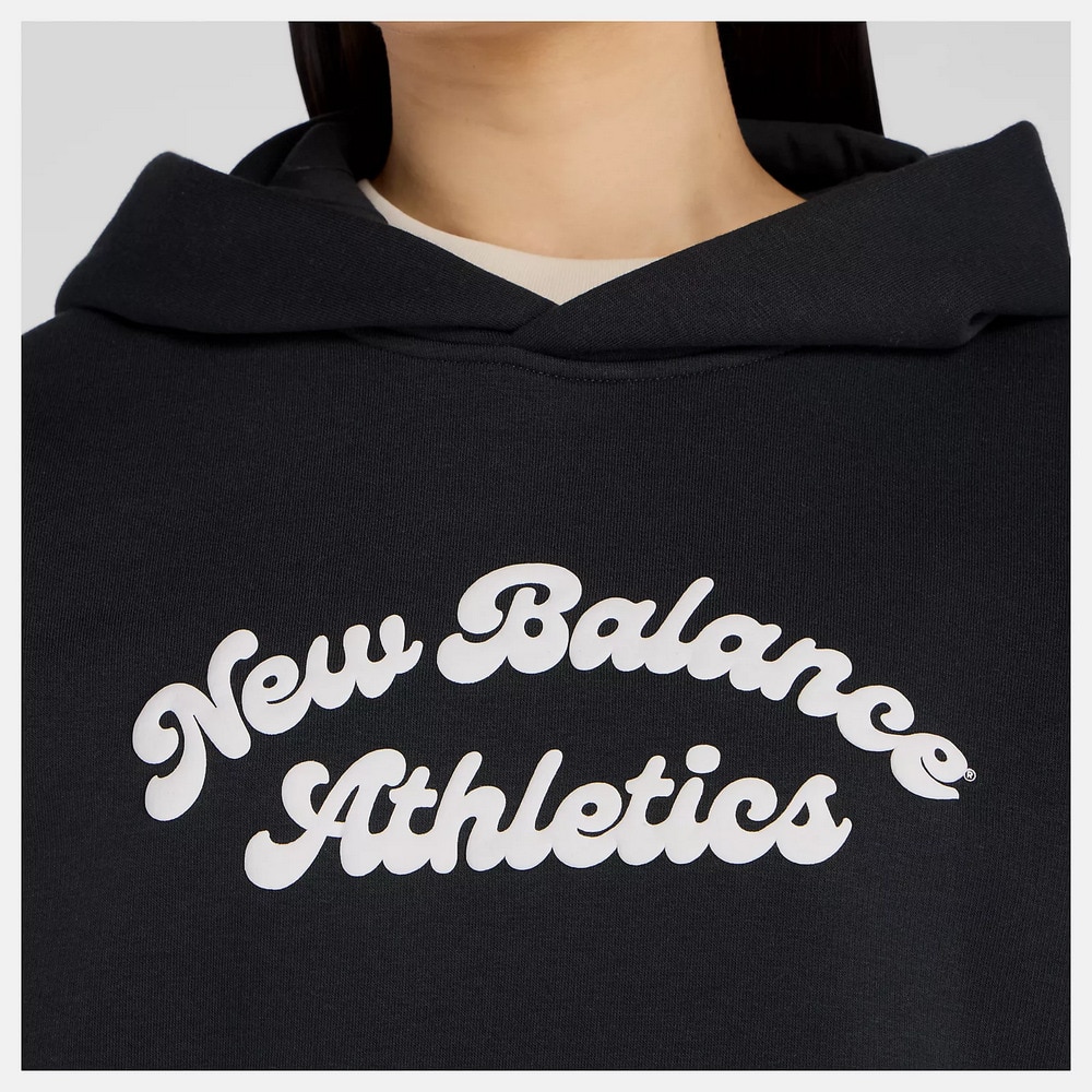 ニューバランス（new balance）（レディース）リニアヘリテージ フリース ロングフーディー WT53509BK