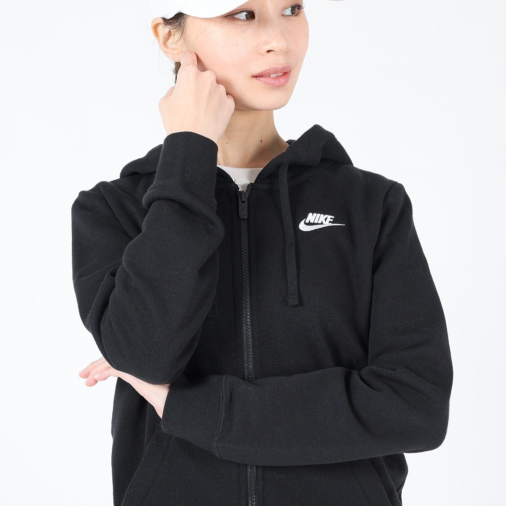 ナイキ（NIKE）（レディース）NSW クラブ フリース フルジップ長袖フーディー DQ5472-010 ブラック