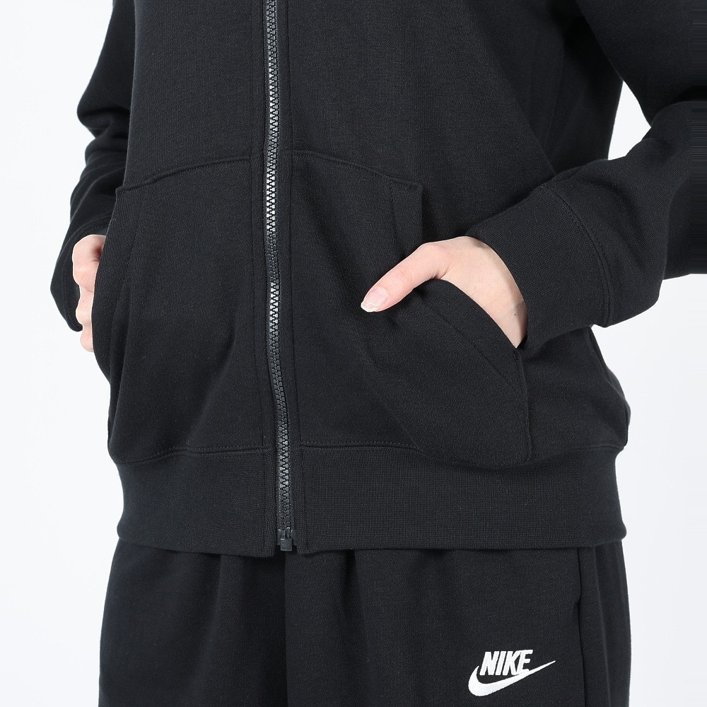 ナイキ（NIKE）（レディース）NSW クラブ フリース フルジップ長袖フーディー DQ5472-010 ブラック