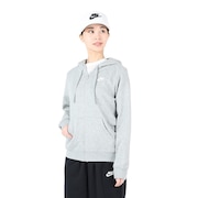 ナイキ（NIKE）（レディース）NSW クラブ フリース フルジップ長袖フーディー DQ5472-063 グレー