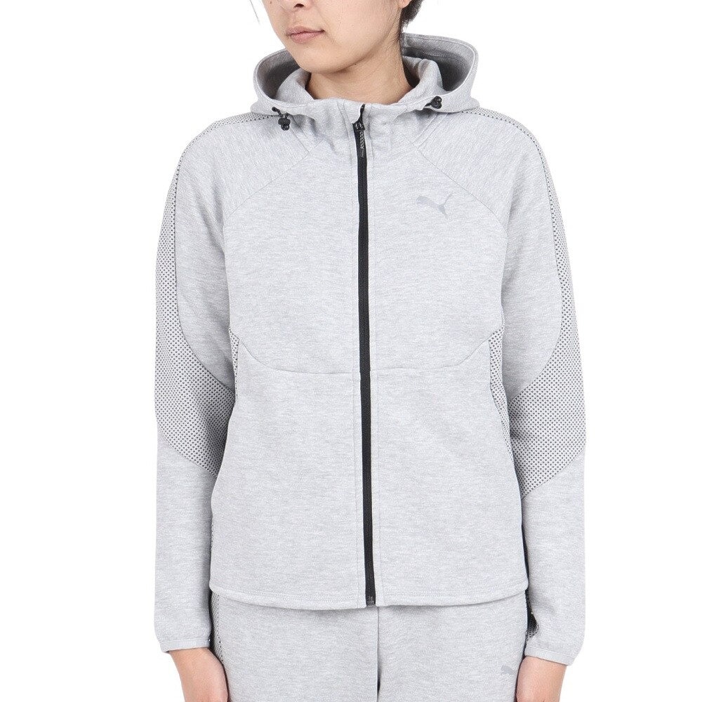 プーマ（PUMA）（レディース）パーカー レディース EVOSTRIPE フーデッド ジャケット 678388 04 LGRY