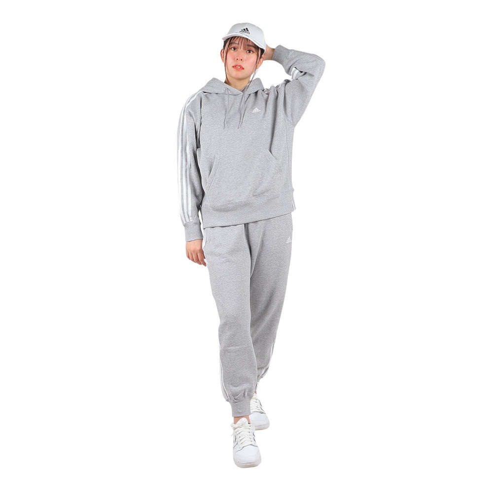 アディダス（adidas）（レディース）エッセンシャルズ プラス スリーストライプス フレンチテリーテーパードパンツ KVF84-JF1418