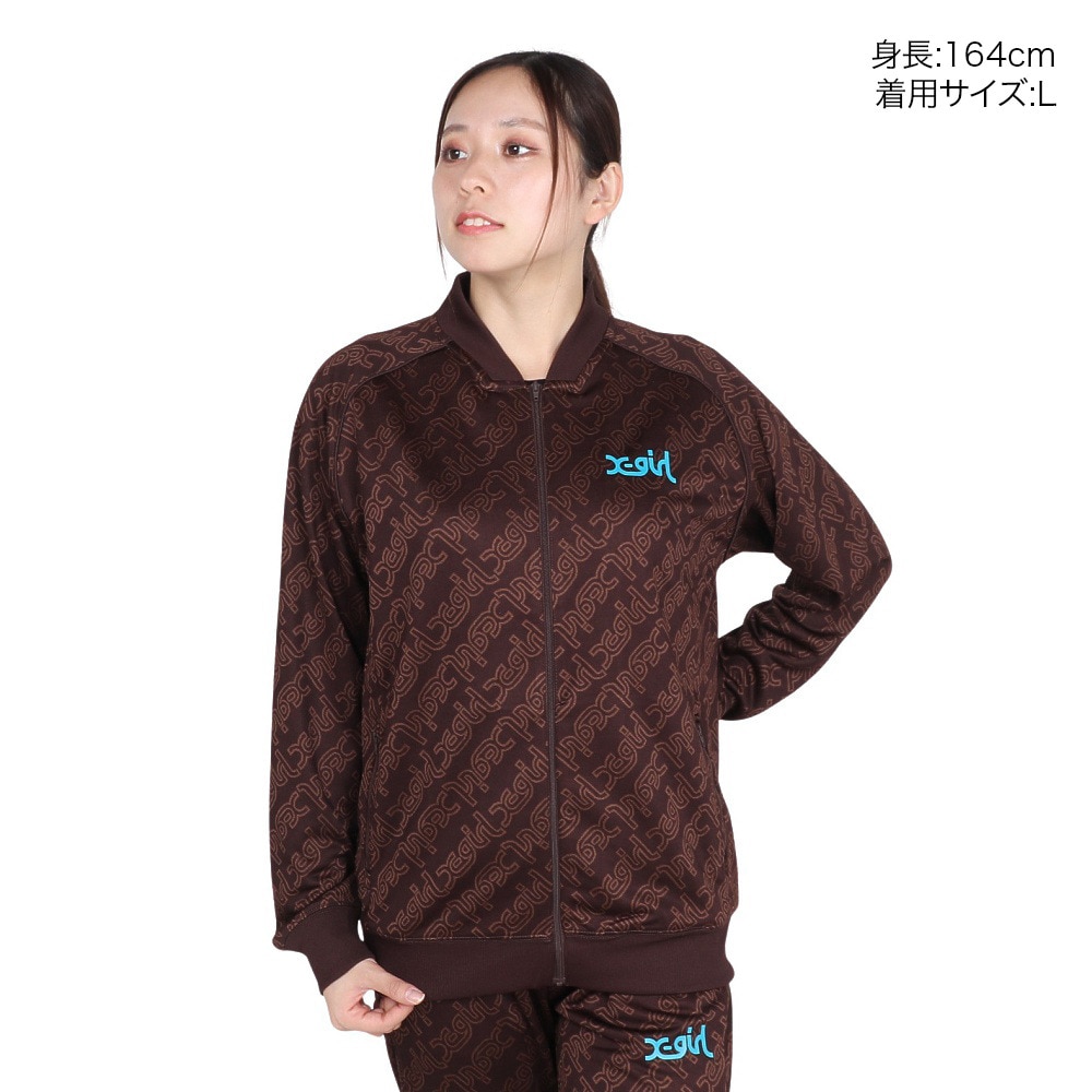 エックスガール（X-gir）（レディース）JACQUARD TRACK ジャケット 158246021009-BROWN