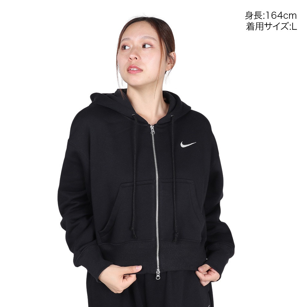 ナイキ（NIKE）（レディース）スポーツウェア クロップ フルジップ フリース 長袖フーディー HV2427-010