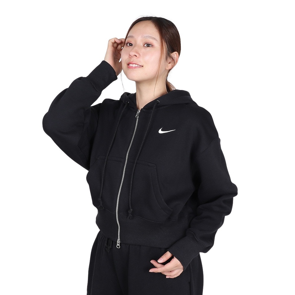 ナイキ（NIKE）（レディース）スポーツウェア クロップ フルジップ フリース 長袖フーディー HV2427-010