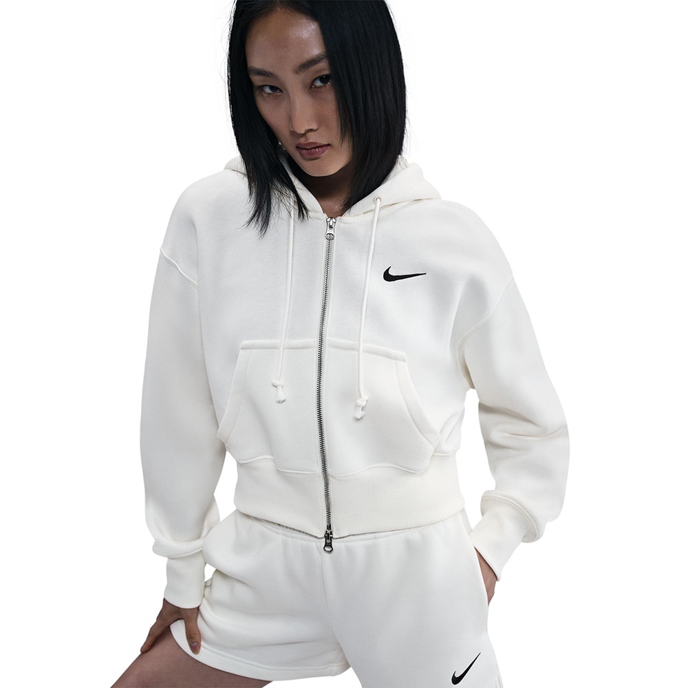 ナイキ（NIKE）（レディース）NSW PHNX クロップ フルジップ フリース 長袖フーディ ルーズ フルジップ クロップ HV2427-133