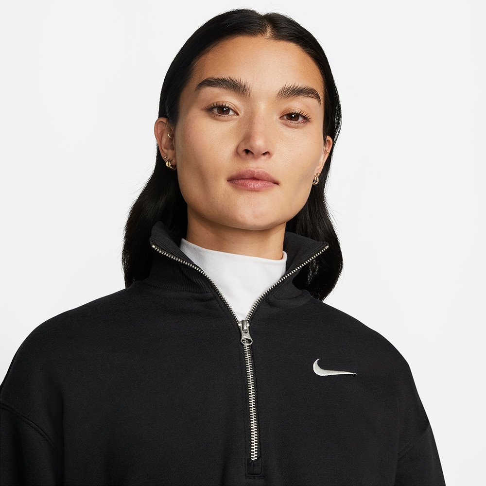 ナイキ（NIKE）（レディース）スポーツウェア フェニックス フリース オーバーサイズド 1/2ジップ クロップ スウェットシャツ DQ5768-010
