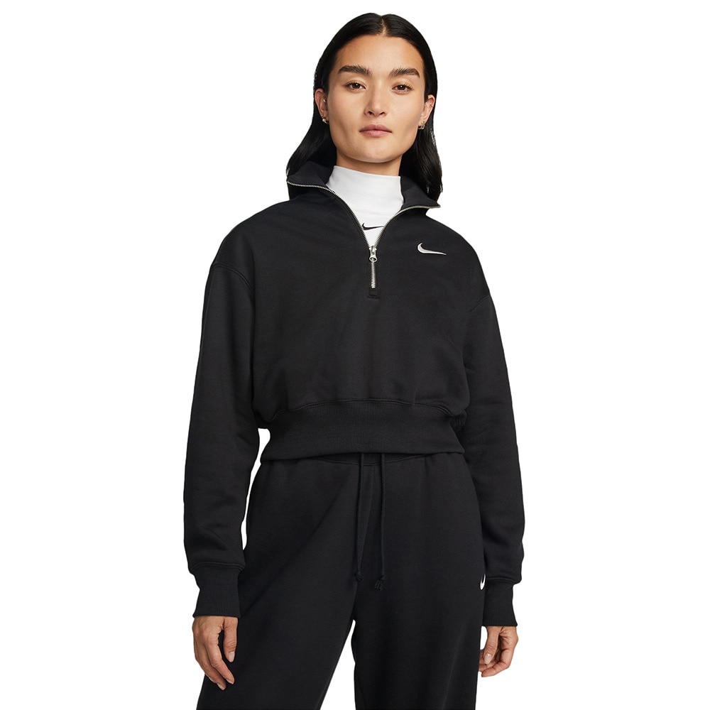 ナイキ（NIKE）（レディース）スポーツウェア フェニックス フリース オーバーサイズド 1/2ジップ クロップ スウェットシャツ DQ5768-010