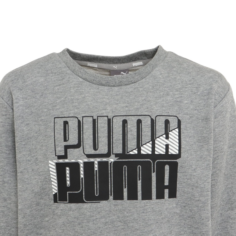 プーマ（PUMA）（キッズ）ジュニア スウェット トレーナー POWER クルースウェット TR 672603 03 GRY