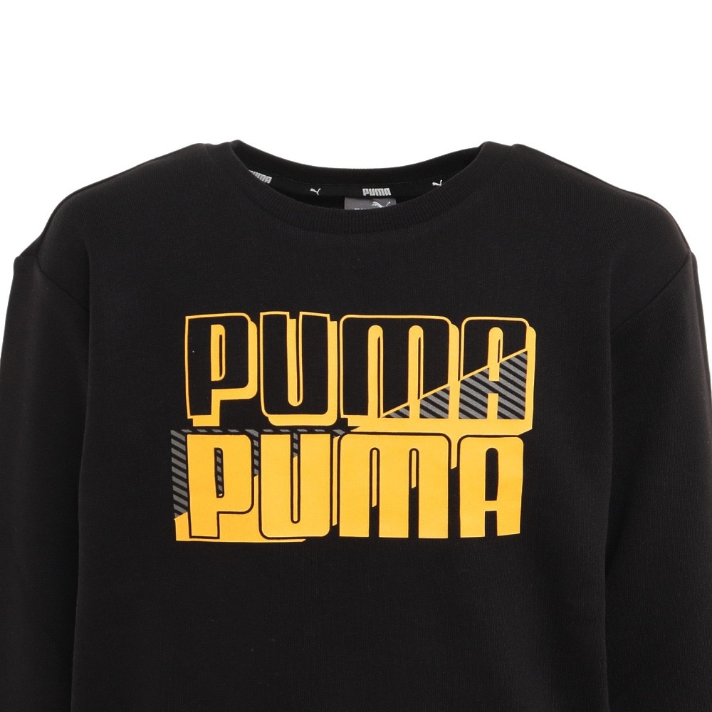 プーマ（PUMA）（キッズ）ジュニア スウェット トレーナー 黒 POWER クルースウェット TR 672603 51 BLK