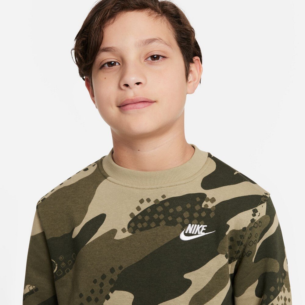 ナイキ（NIKE）（キッズ）ジュニア スポーツウェア クラブフリース ハイブリッド カモ 長袖スウェットシャツ FD3172-276