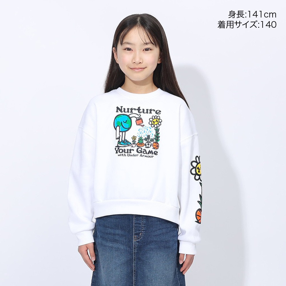 アンダーアーマー（UNDER ARMOUR）（キッズ）ライバルフリース オーバーサイズ ノベルティ クルー スウェットシャツ 1386520 100