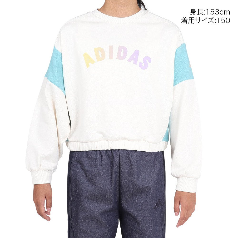 アディダス（adidas）（キッズ）ガールズ スウェット ルーズフィット クルーネック プルオーバー OO068-JZ8671