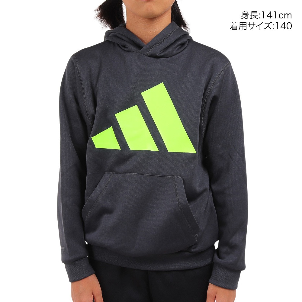 アディダス（adidas）（キッズ）ジュニア トレイン エッセンシャルズ ウォーム ロゴ ルーズフィット プルオーバーパーカー IKS30-IK4648