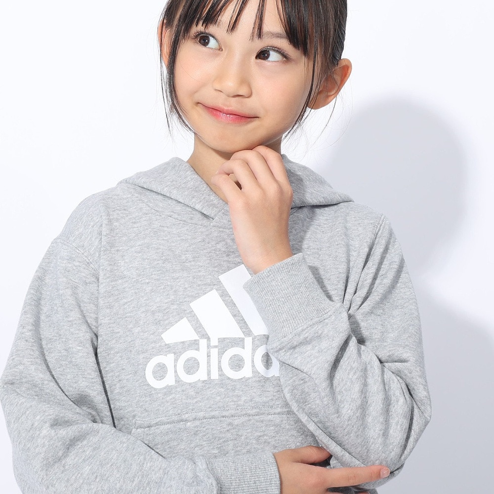 アディダス（adidas）（キッズ）キッズ スウェットフーディ エッセンシャルズ プラス ビッグロゴ プルオーバーパーカー KWF36-JE1733